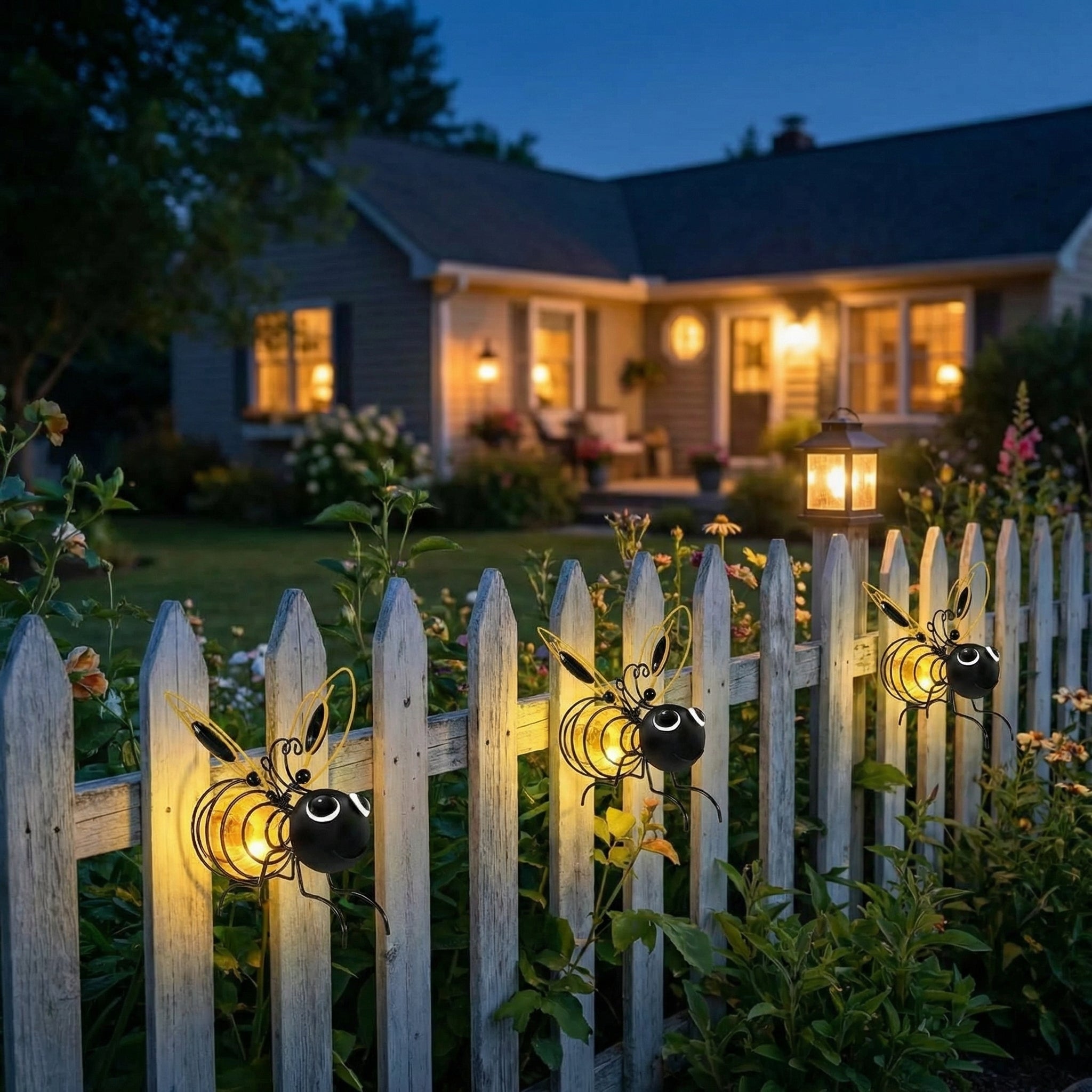 Hanging Bee Solar Light Decor for Outside